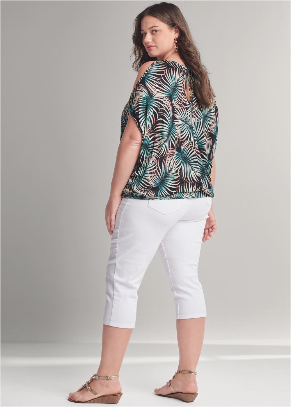 Venus Plus Size Casual Cold-Shoulder Top