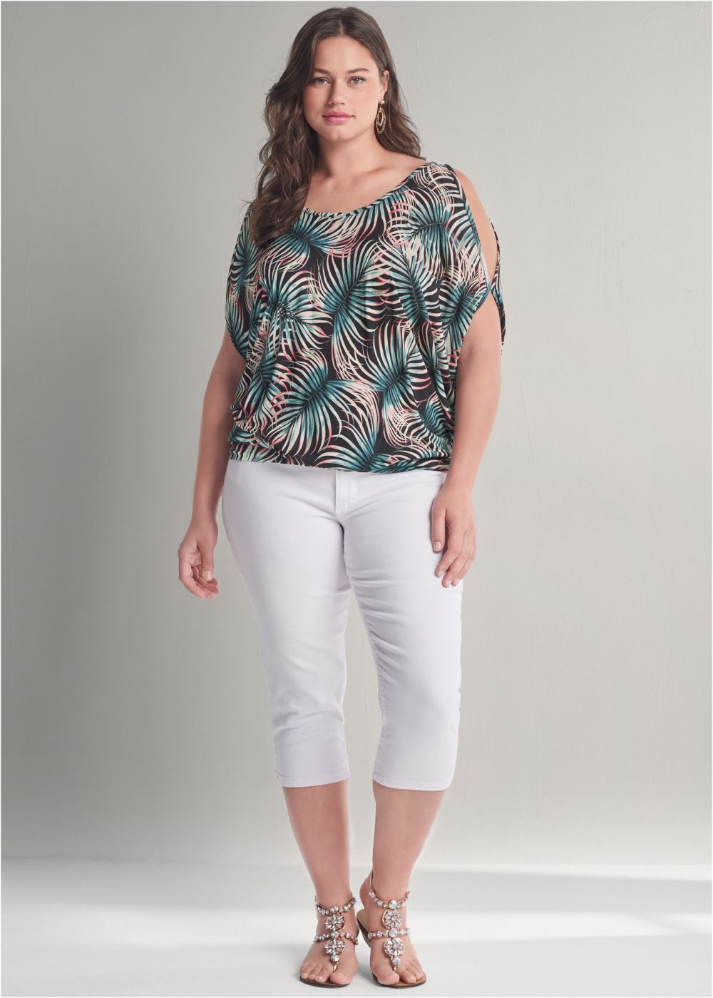 Venus Plus Size Casual Cold-Shoulder Top