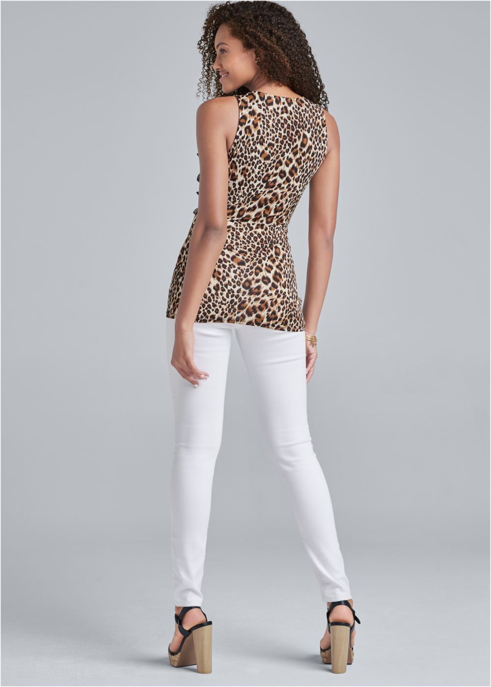 Venus Plus Size Leopard Floral Applique Top