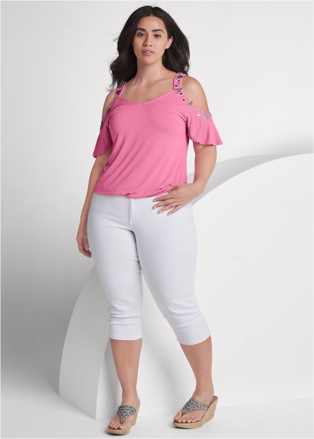 Venus Plus Size Embellished Sleeve Top