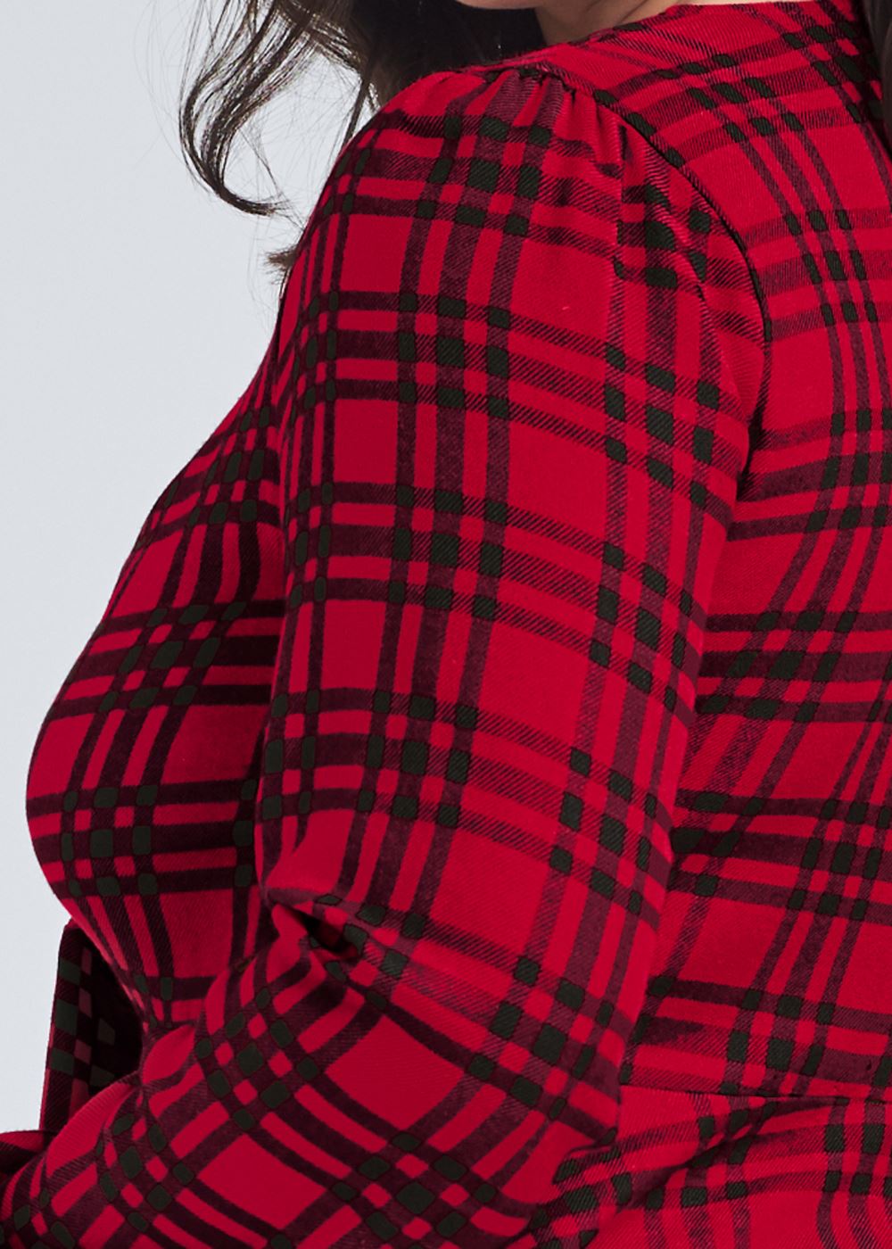 Venus Plus Size Plaid Ring Detail Top