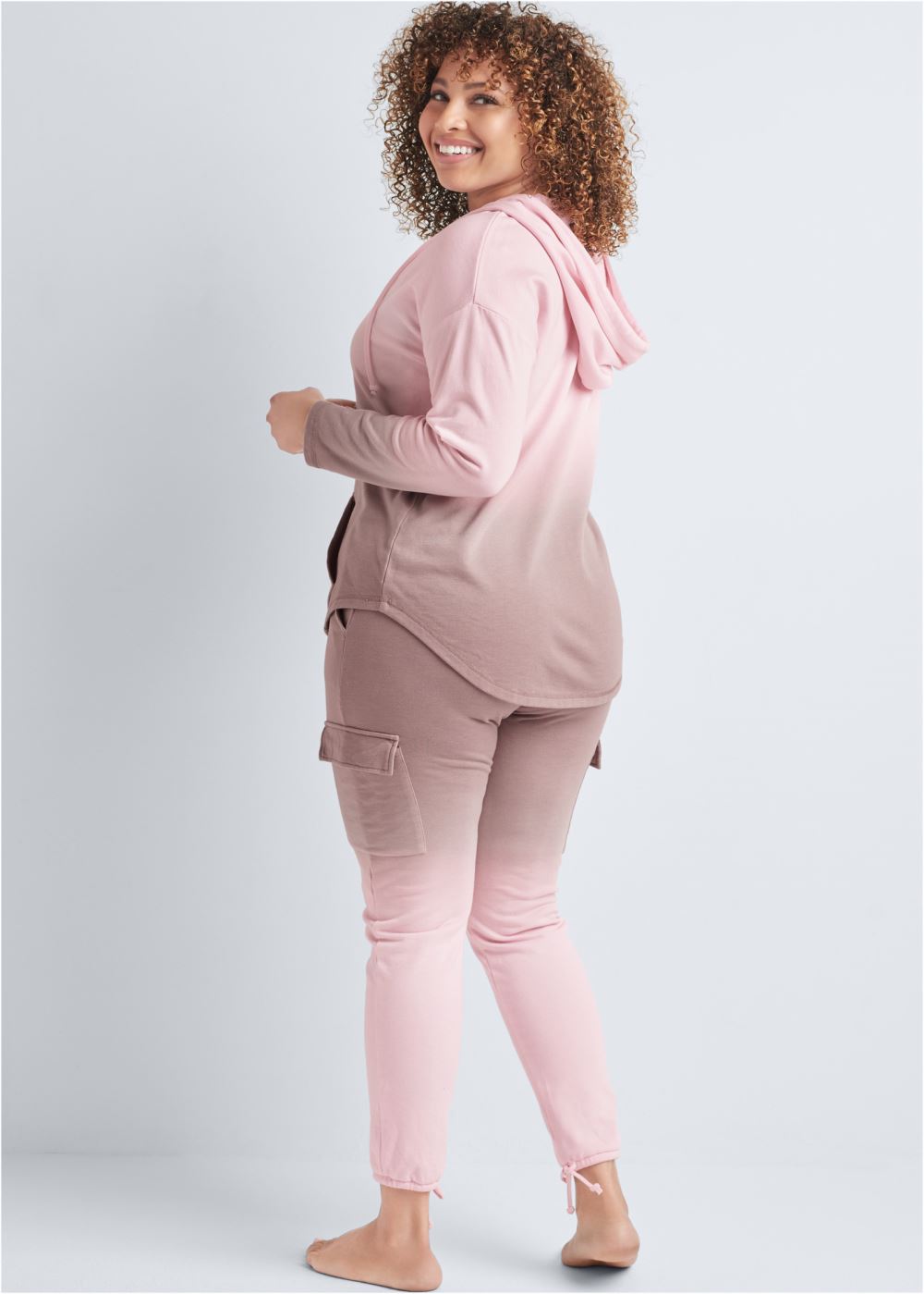 Venus Plus Size Ombre Lounge Pant Set in Pink Multi