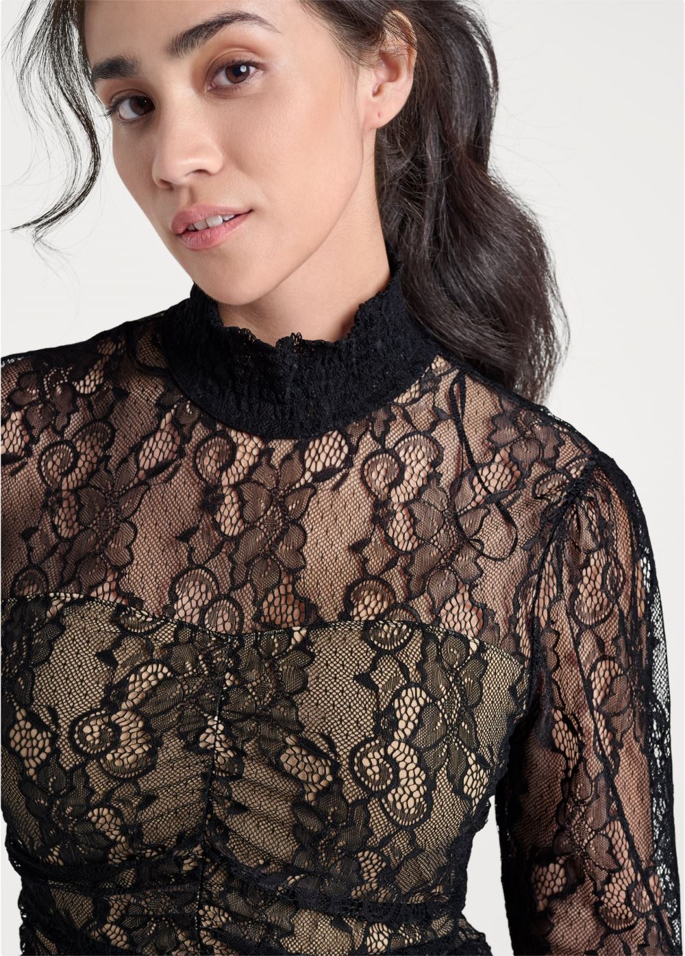 Venus Plus Size Mock-Neck Lace Dress