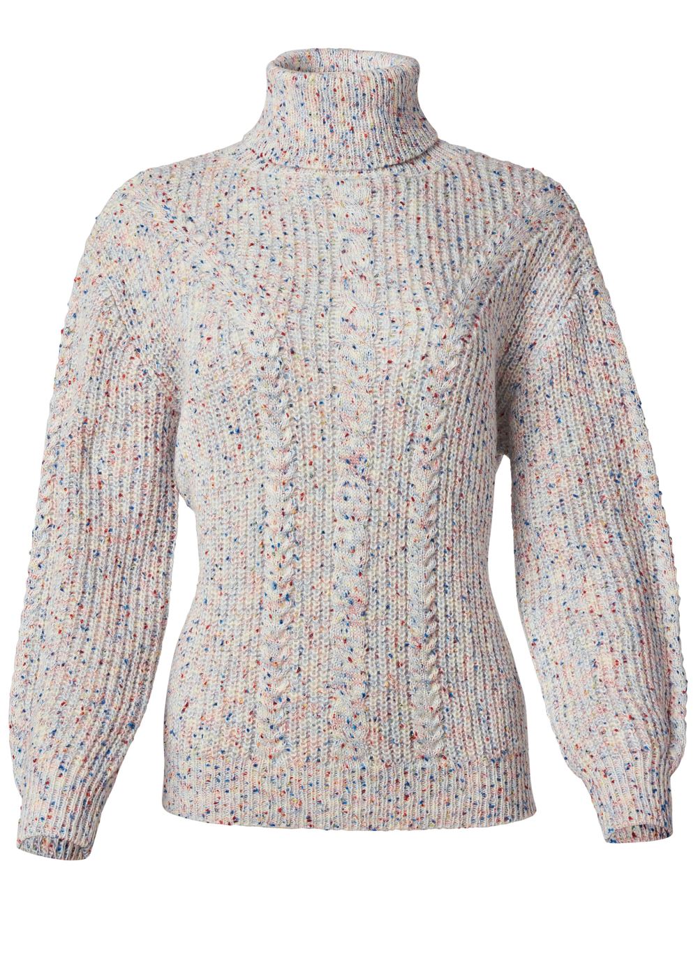 Venus Plus Size Popcorn Cable Knit Sweater in White Multi
