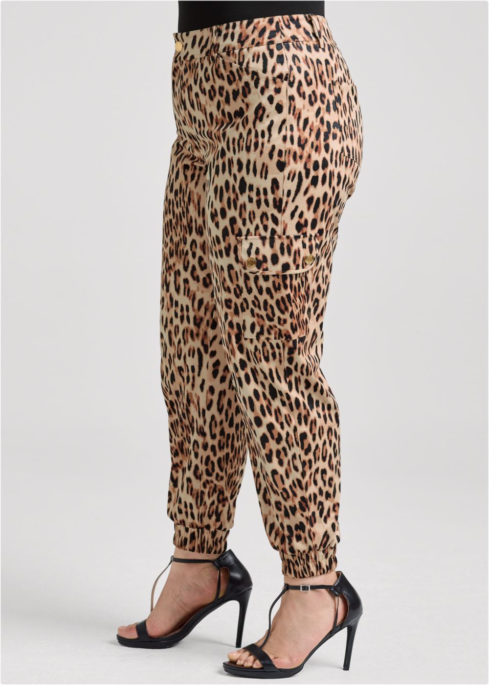 Venus Plus Size Faux Suede Cargo Pants in Brown Multi