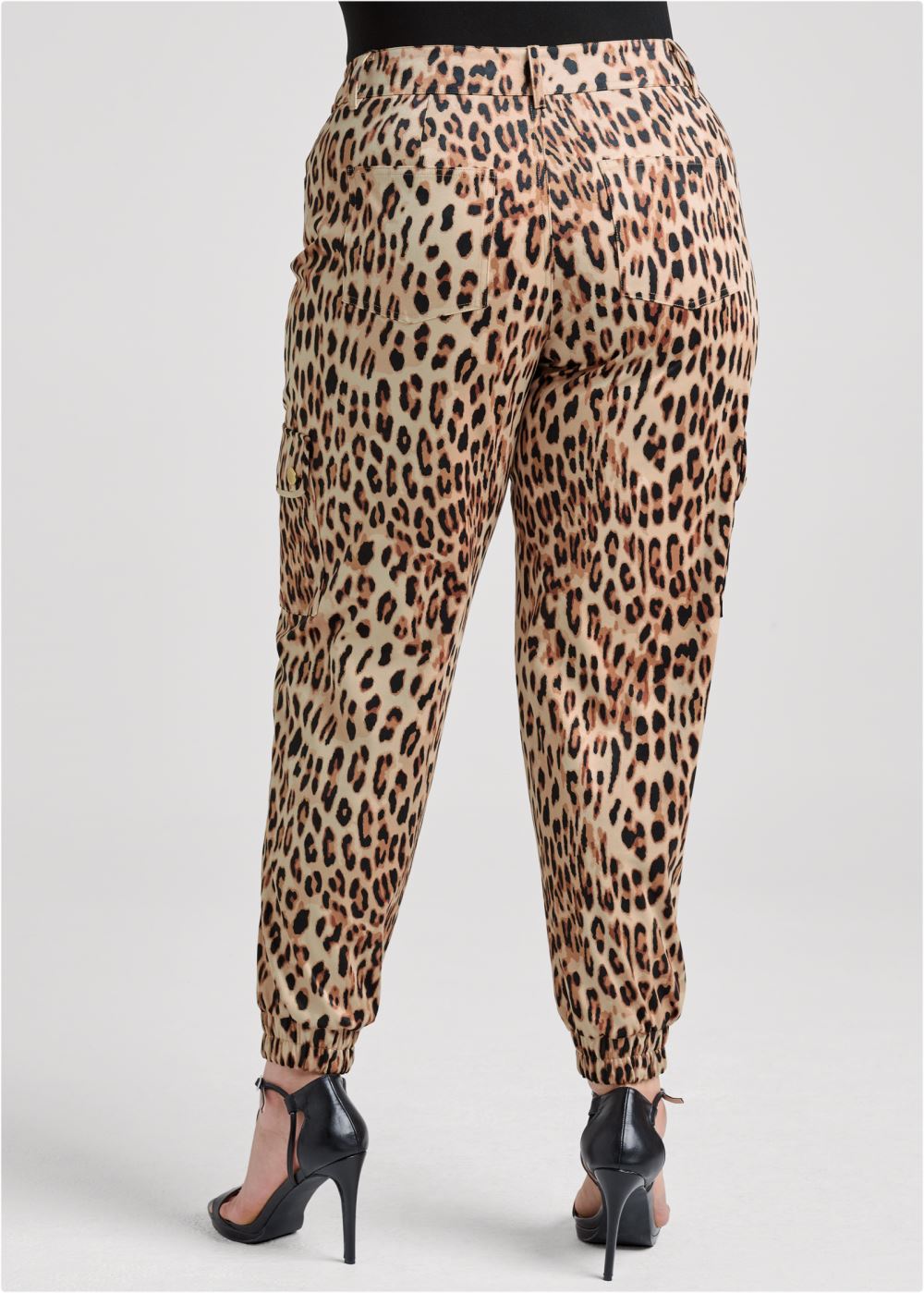 Venus Plus Size Faux Suede Cargo Pants in Brown Multi