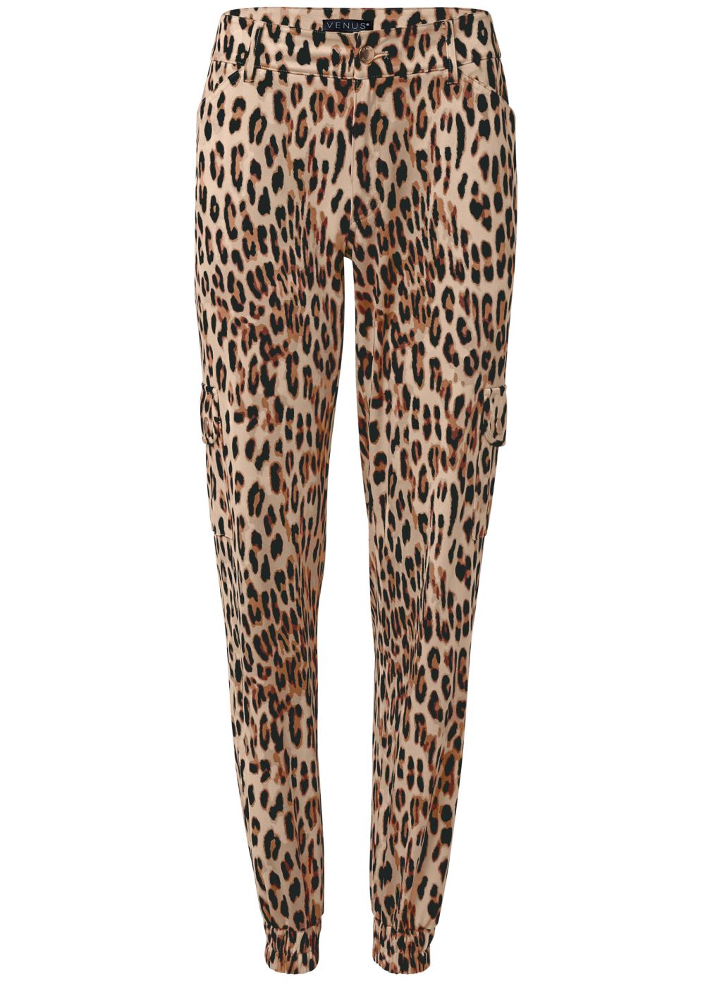 Venus Plus Size Faux Suede Cargo Pants in Brown Multi