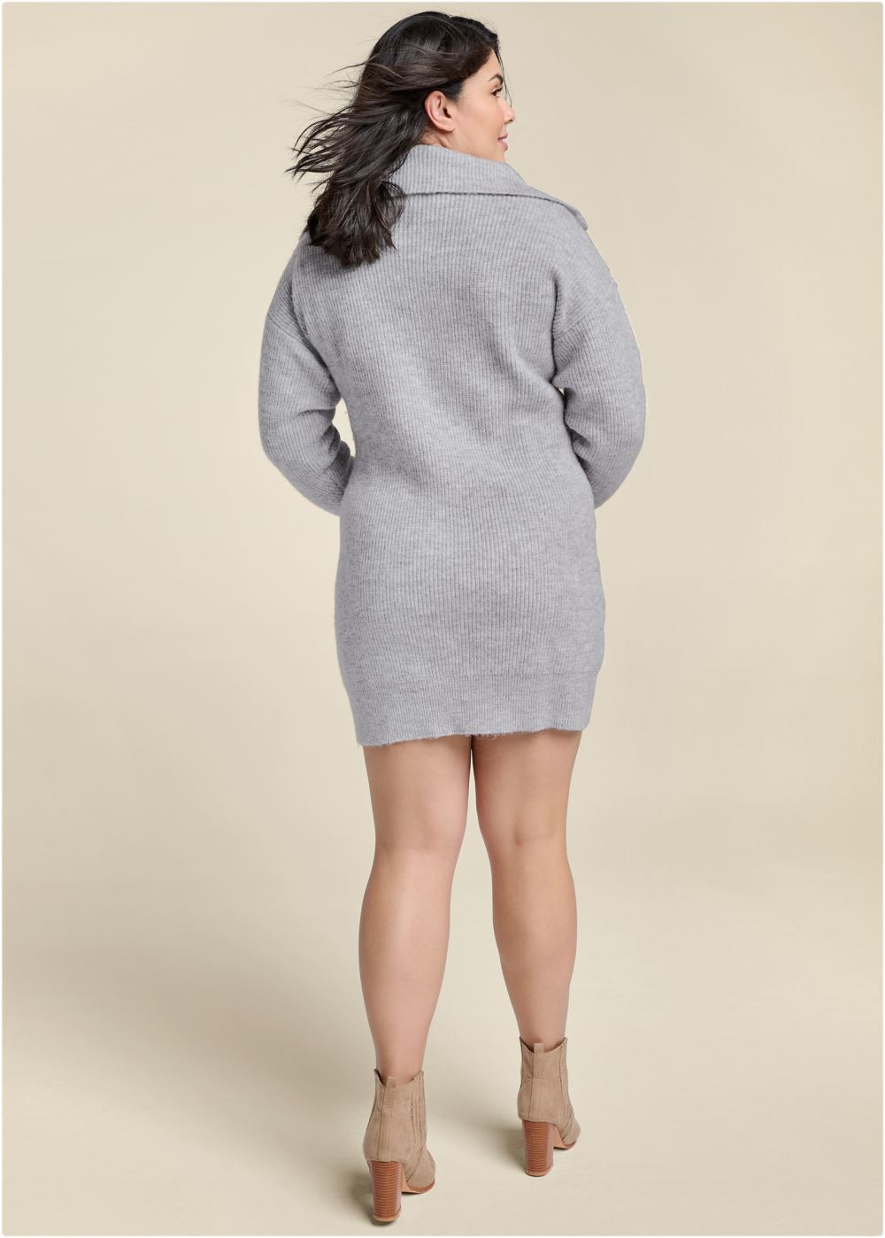 Venus Plus Size Zip Front Sweater Dress