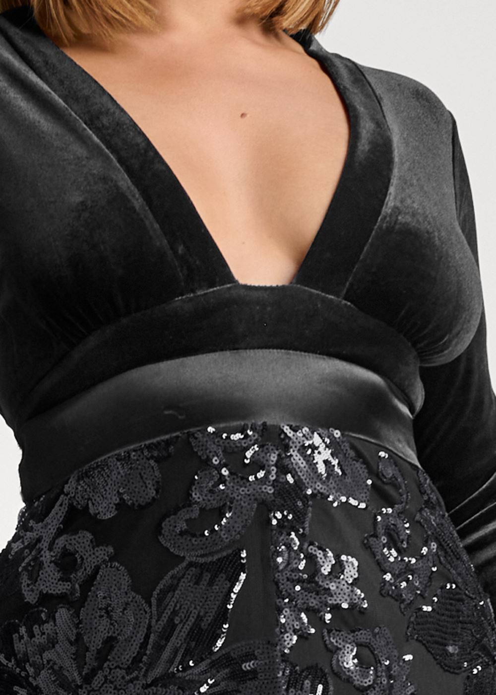 Venus Plus Size Sequin Lace High-Low Dress