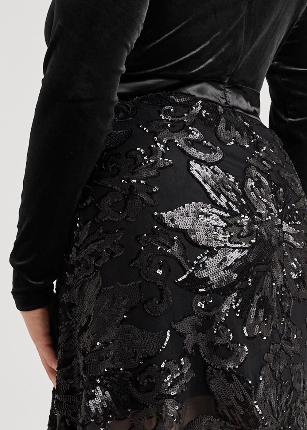 Venus Plus Size Sequin Lace High-Low Dress