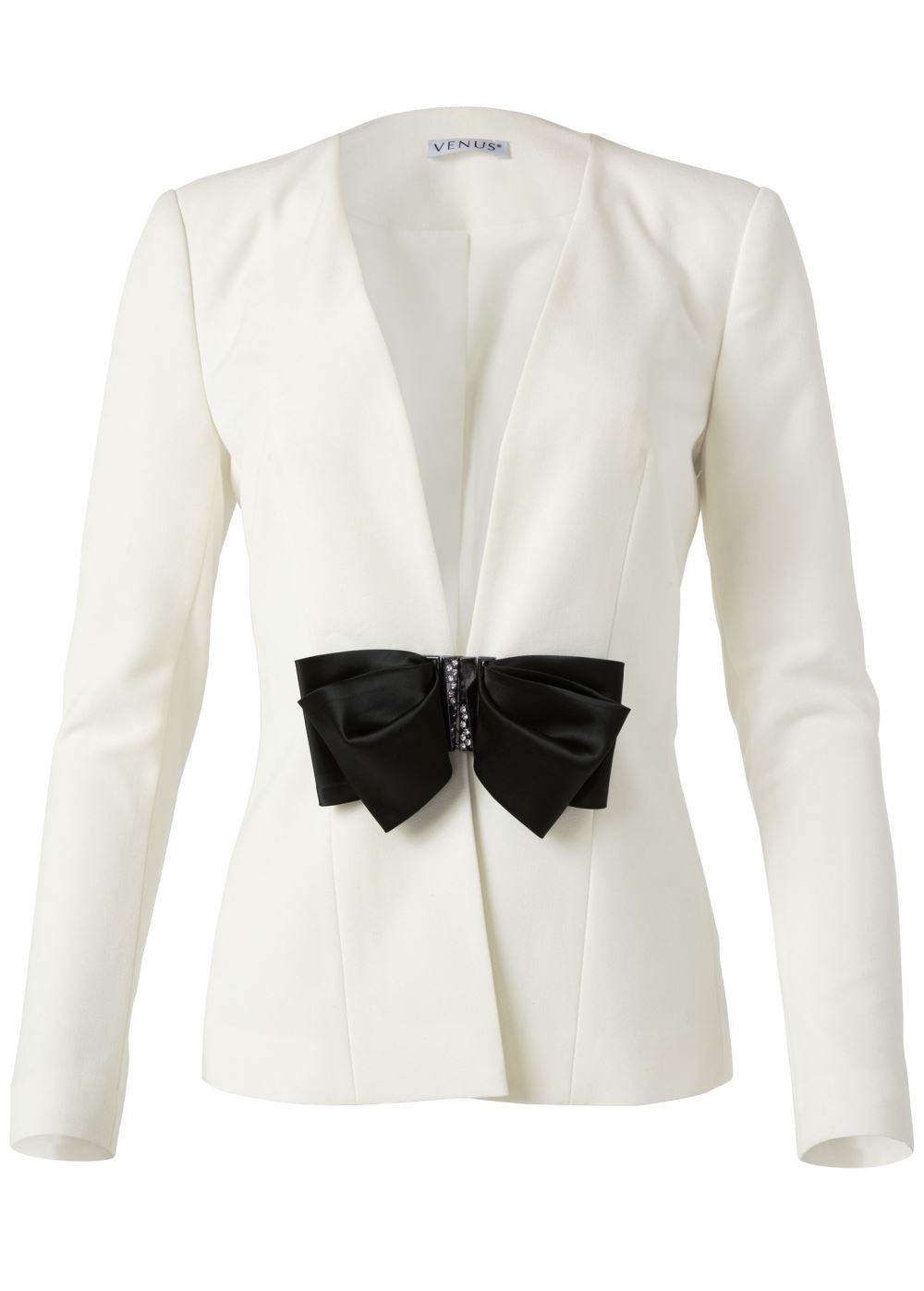 Venus Bow Detail Blazer in White Multi