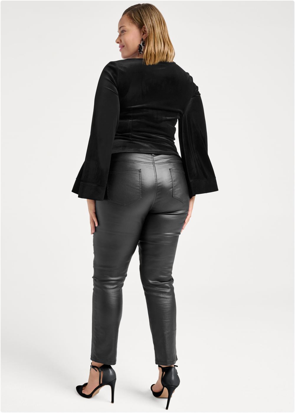 Venus Plus Size Strappy V-Neck Velvet Top