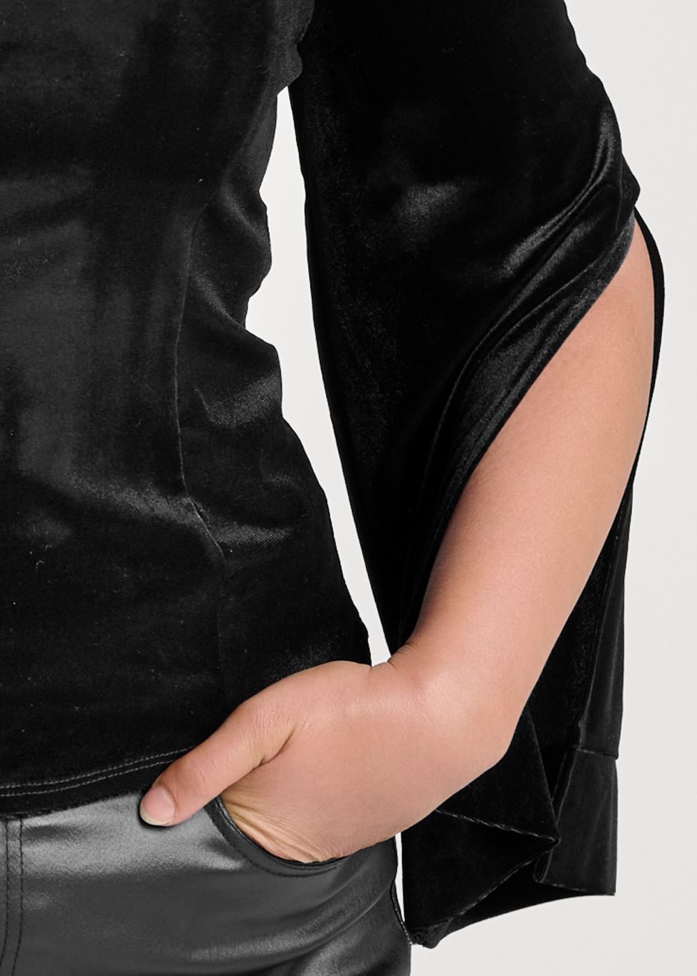 Venus Plus Size Strappy V-Neck Velvet Top