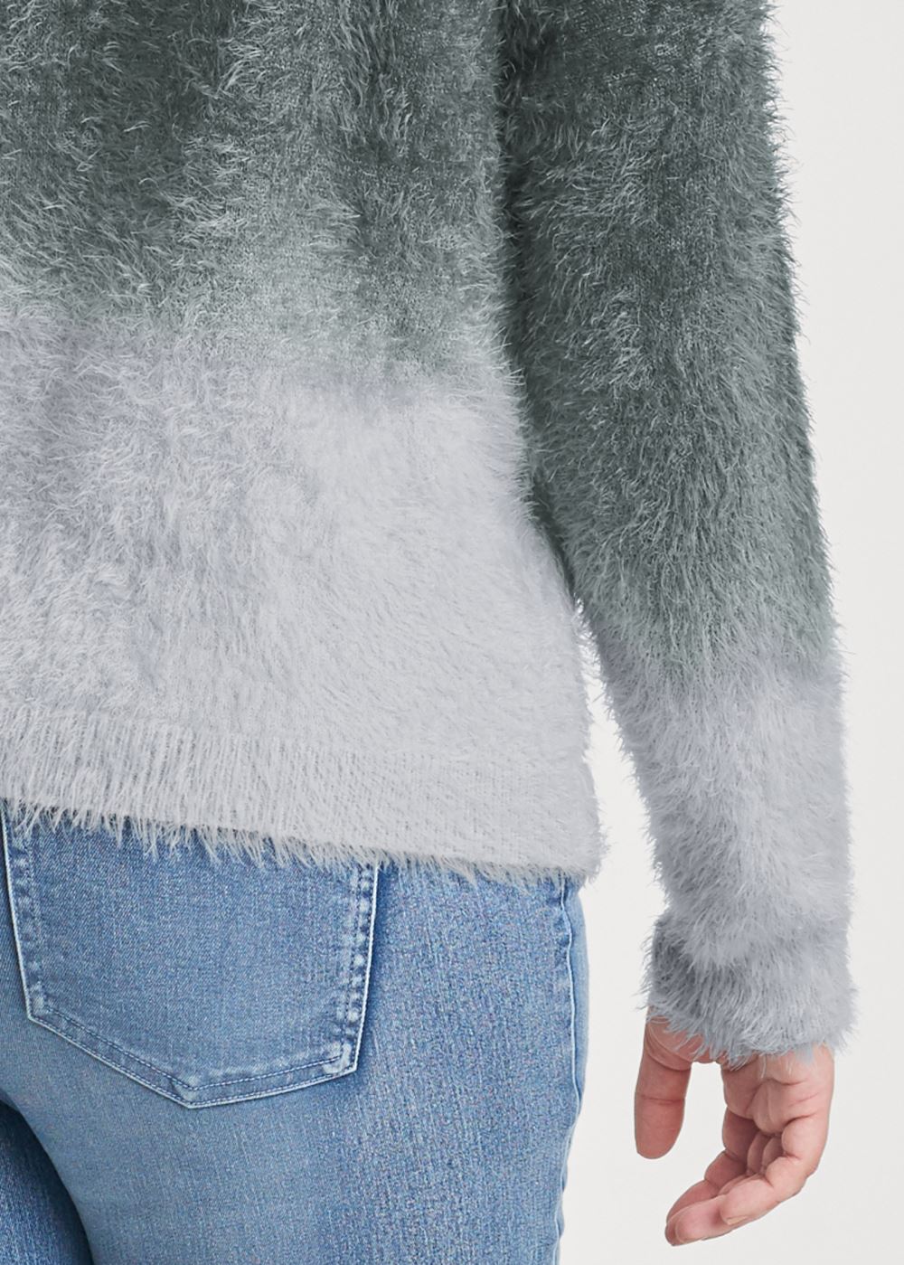 Venus Plus Size Cozy Pearl Trim Sweater in Grey Multi