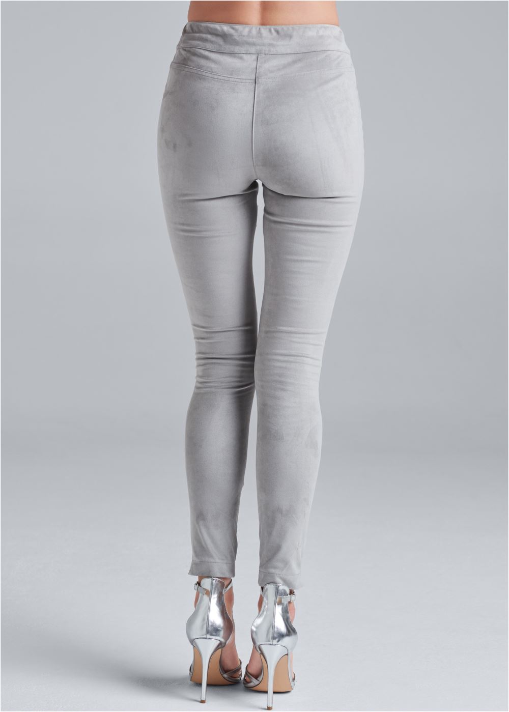 Venus Grey Pull-On Faux-Suede Skinny Pants