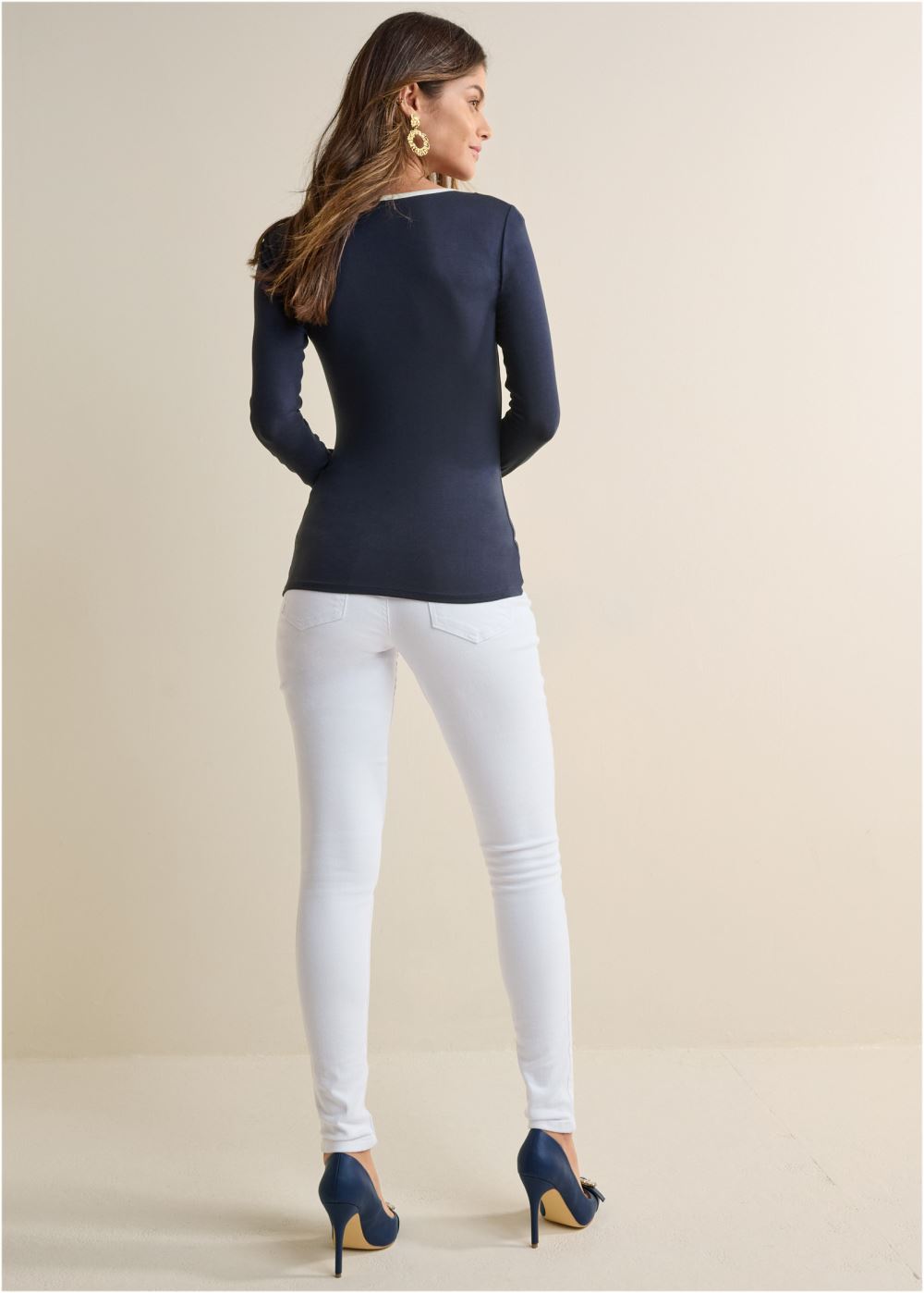 Venus Plus Size Keyhole Long Sleeve Top
