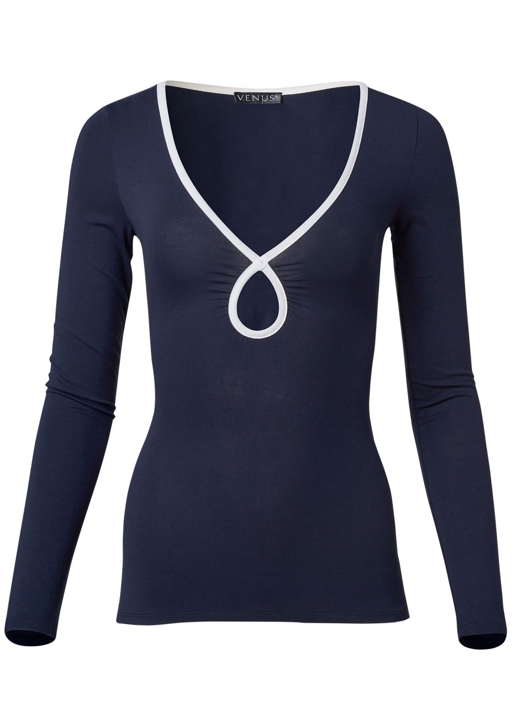 Venus Plus Size Keyhole Long Sleeve Top