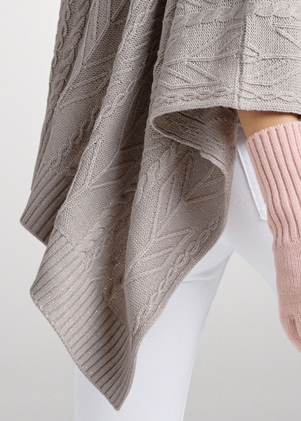Venus Plus Size Sweater Knit Poncho in Grey
