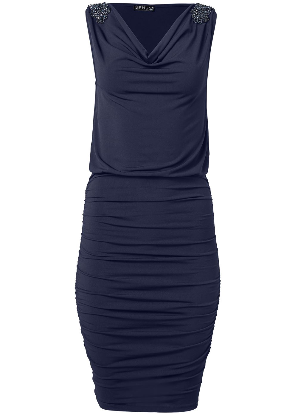 Venus Plus Size Ruched Embellished Bodycon Dress