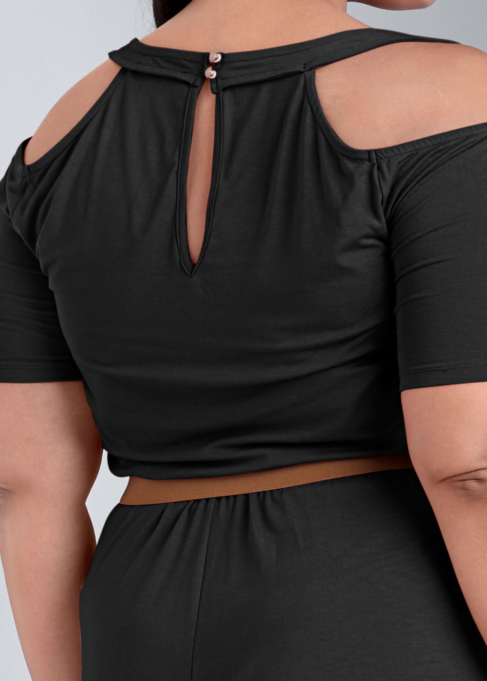 Venus Plus Size Cold-Shoulder Romper in Black