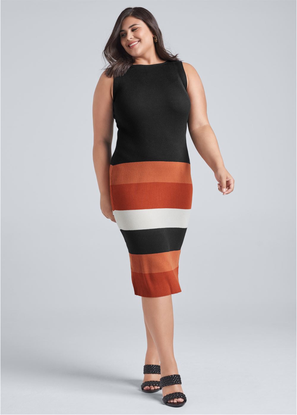 Venus Plus Size Color Block Sweater Dress