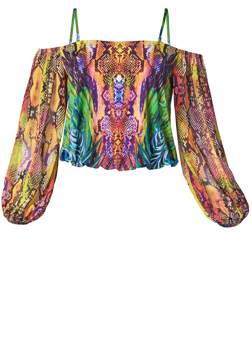 Venus Plus Size Printed Cold-Shoulder Top