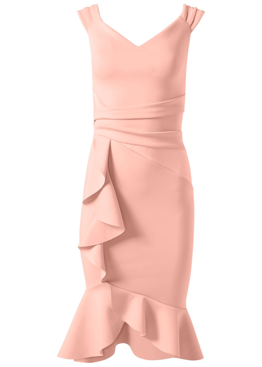 Venus Blush CAP SLEEVE RUFFLE DETAIL DRESS