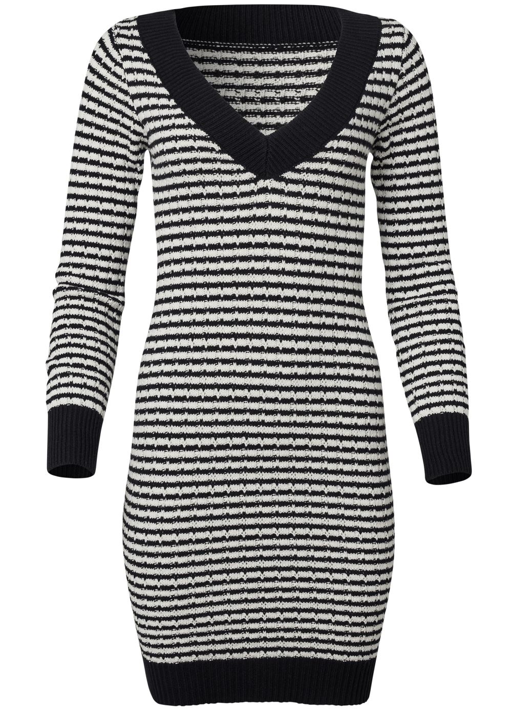 Venus Black & White V-NECK SWEATER DRESS