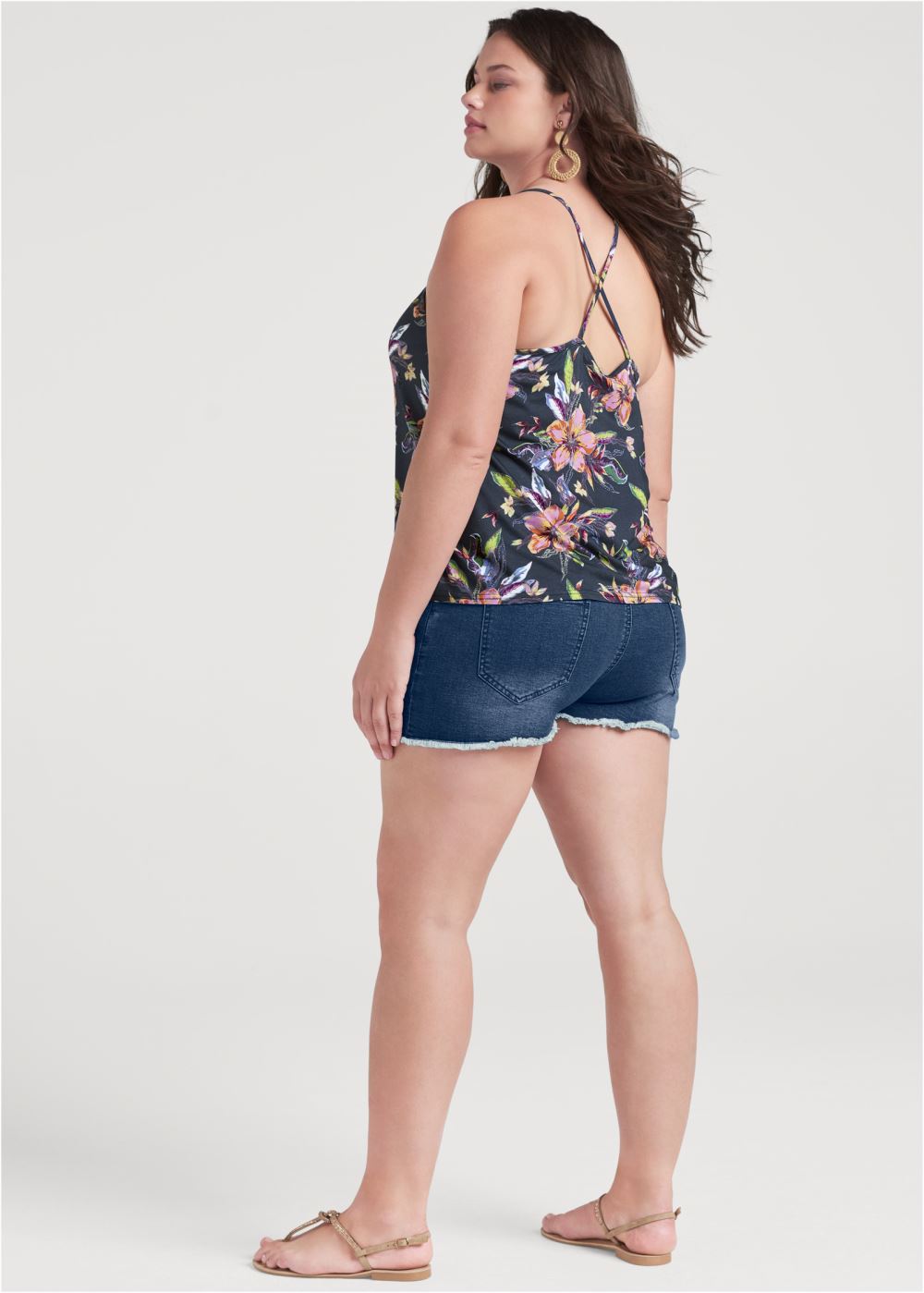 Venus Plus Size Button Detail Floral Tank