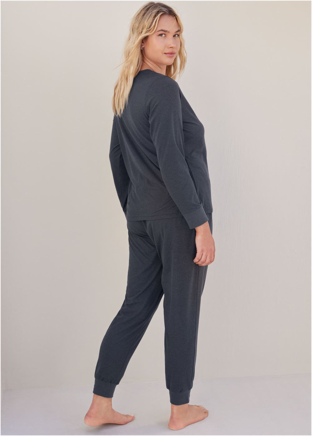 Venus Black Heather HENLEY PAJAMA SET