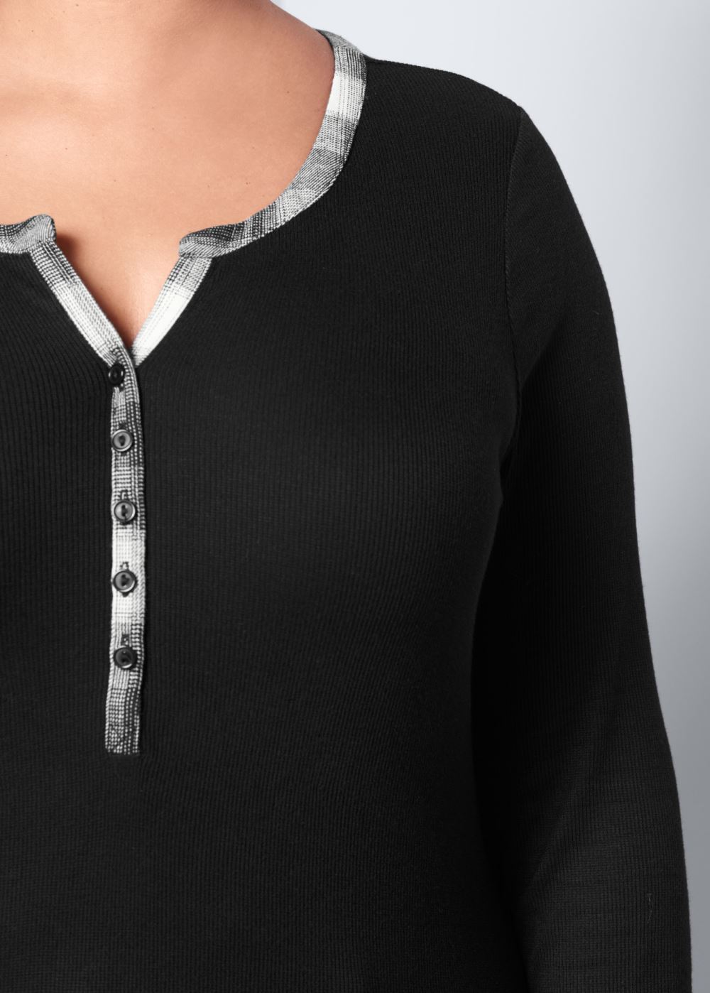 Venus Plus Size Ribbed Henley Top