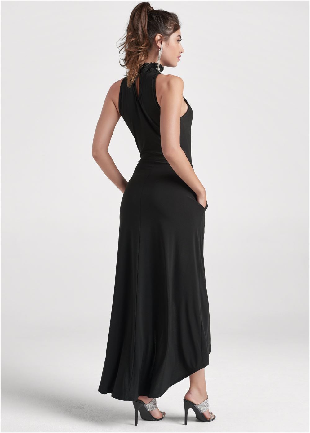 Venus Black High-Low Keyhole Dress