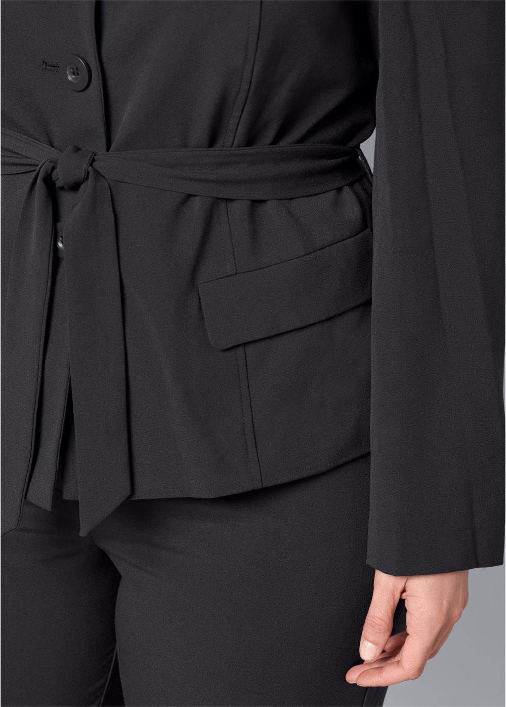 Venus Belted Pant Suit Set in Dark Grey