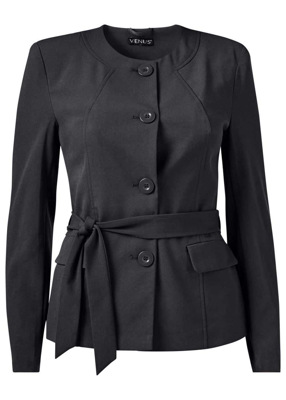 Venus Belted Pant Suit Set in Dark Grey