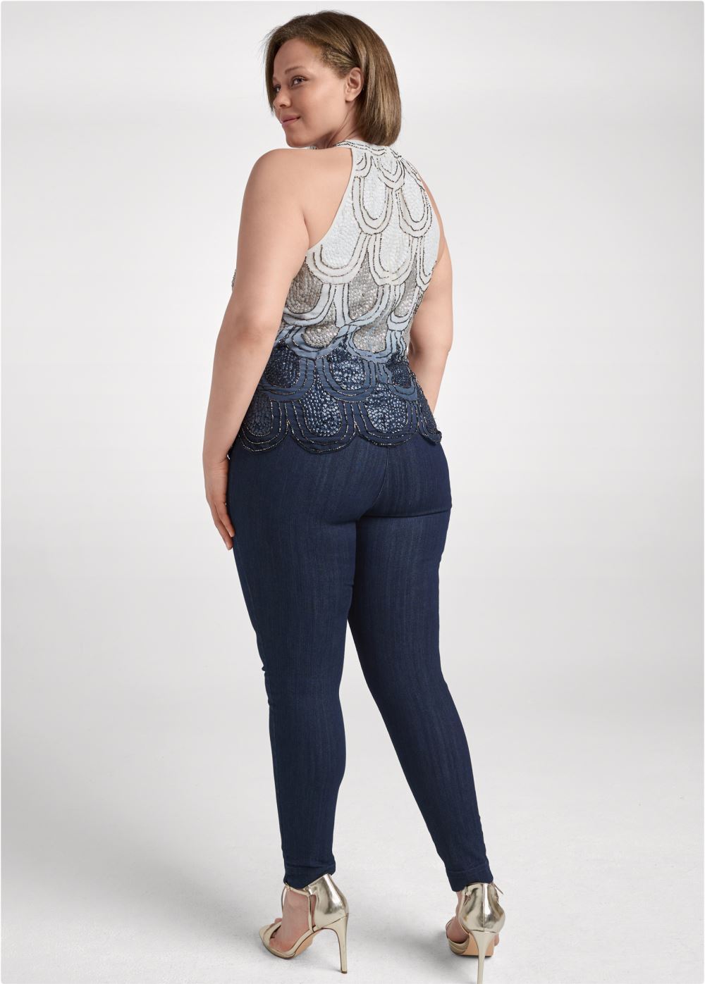 Venus Plus Size Embellished Ombre Top