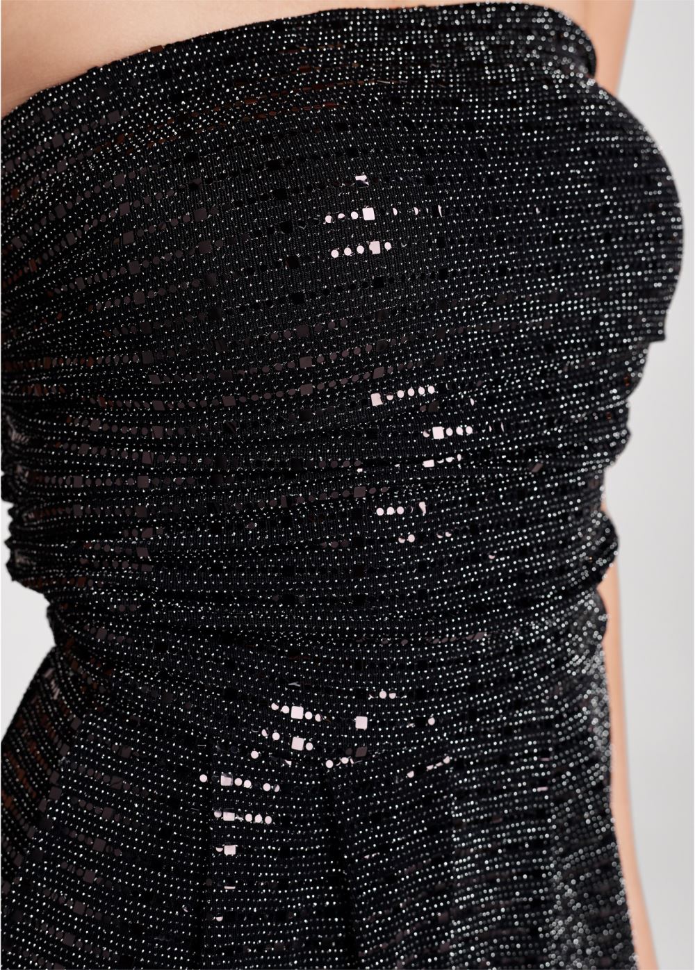 Venus Plus Size Ruched Sequin Jumpsuit in Black