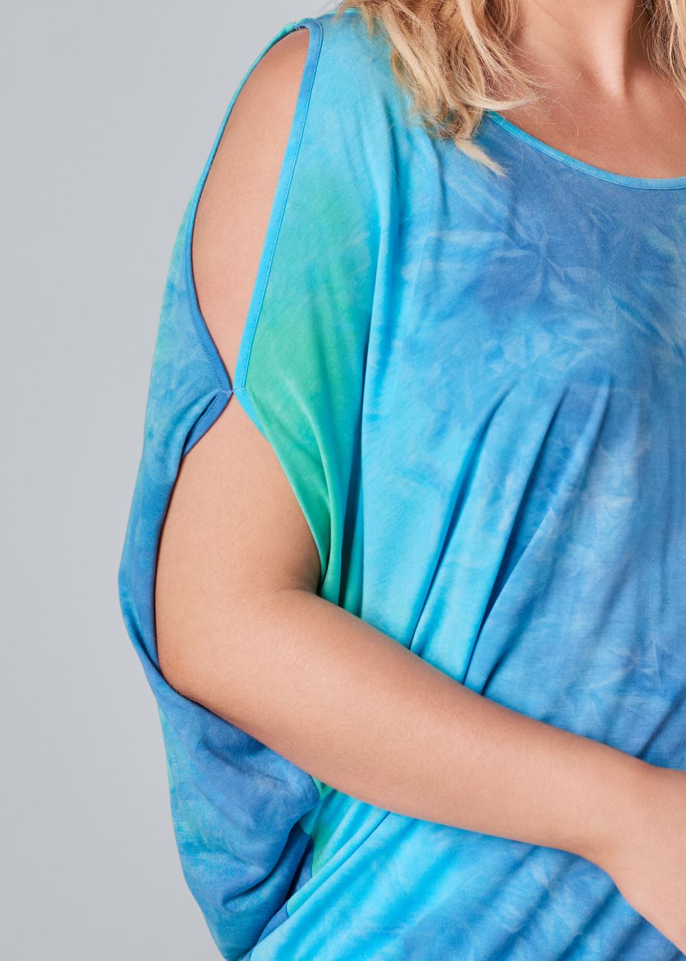 Venus Plus Size Tie Dye Cold-Shoulder Top