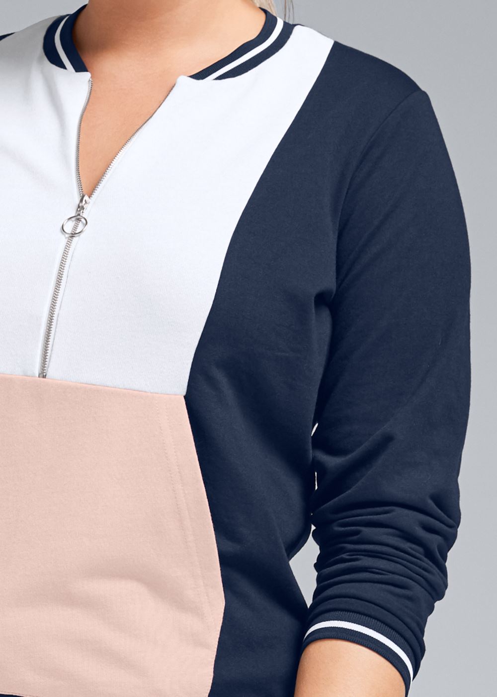 Venus Plus Size Color Block Sweatshirt in Navy Multi