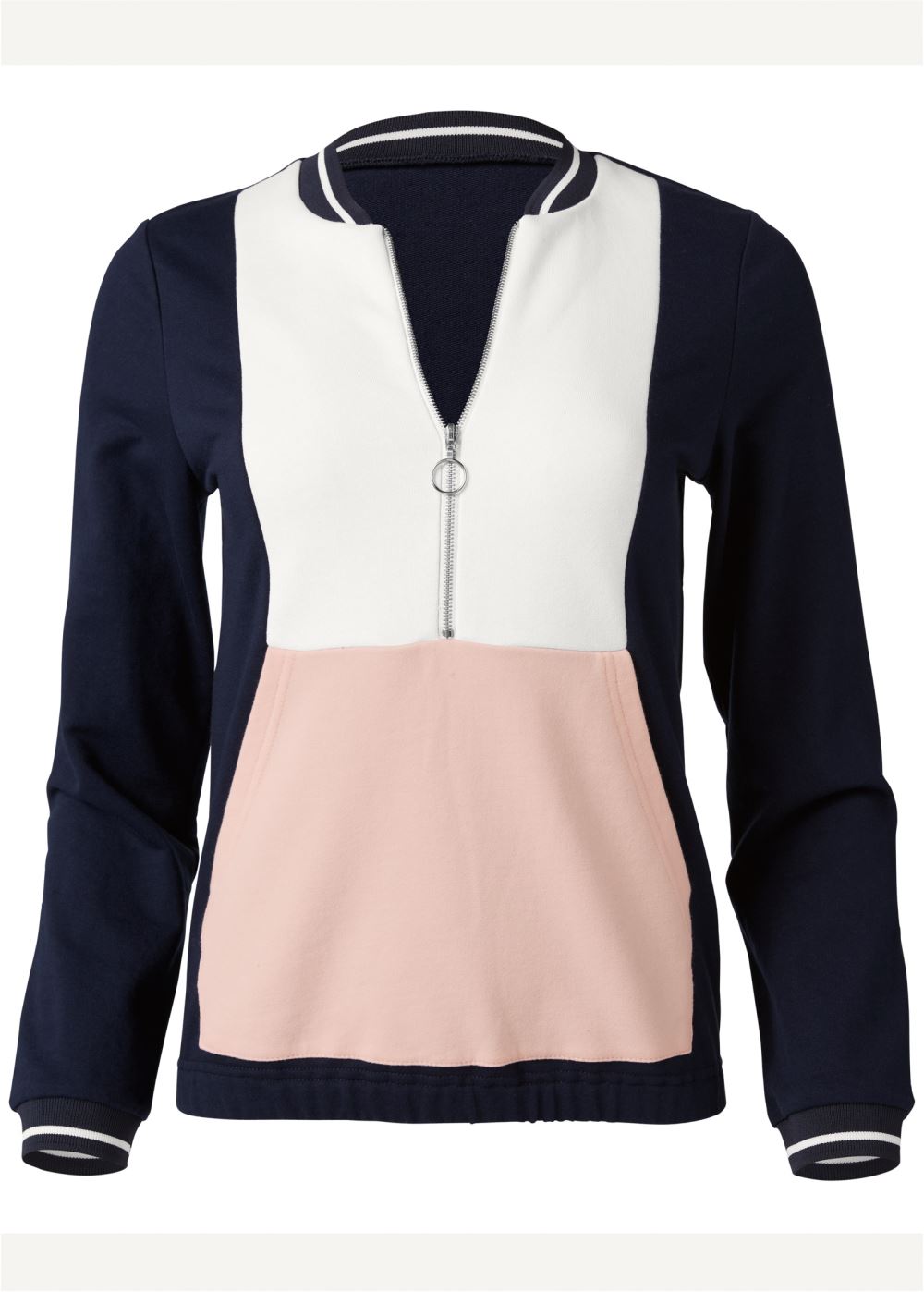 Venus Plus Size Color Block Sweatshirt in Navy Multi
