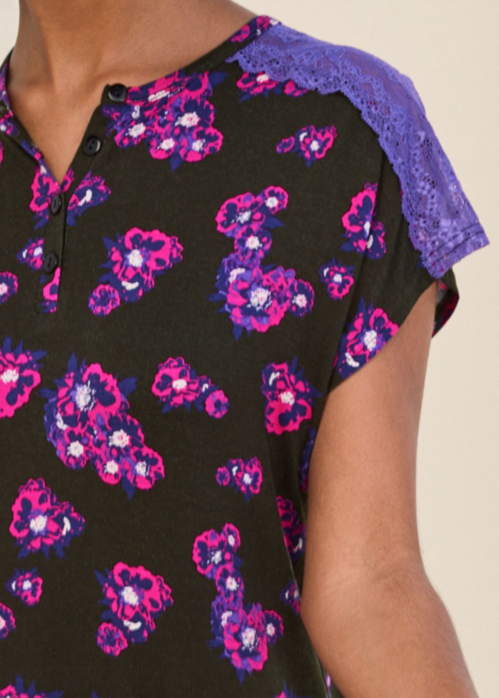 Venus Purple Bloom LACE DETAIL NIGHTGOWN