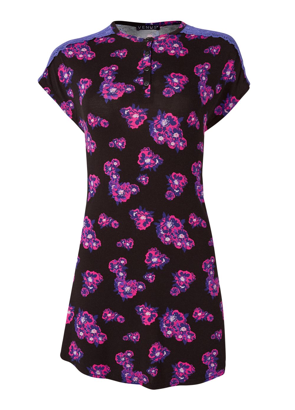 Venus Purple Bloom LACE DETAIL NIGHTGOWN
