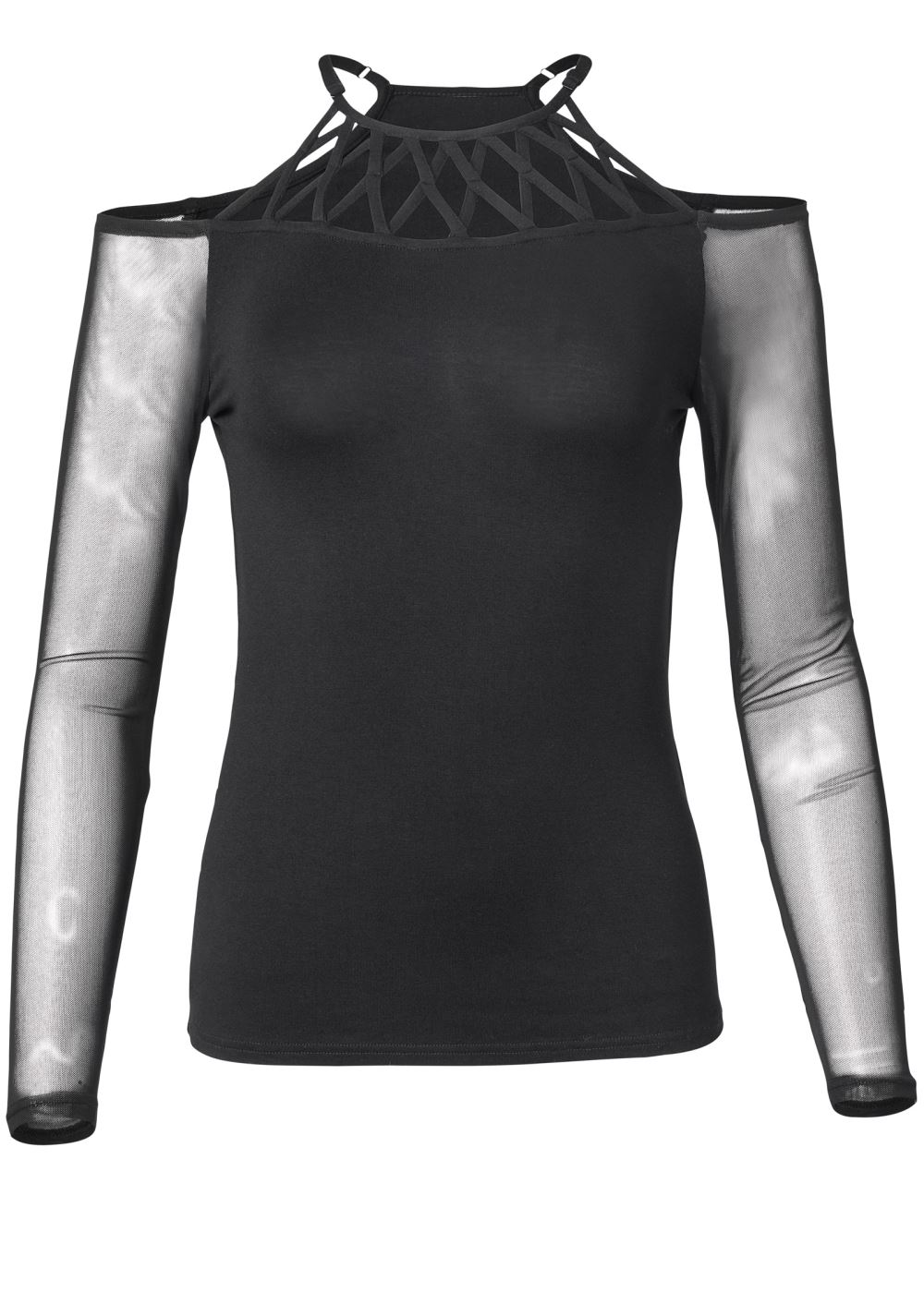 Venus Plus Size Strappy Neck Mesh Top