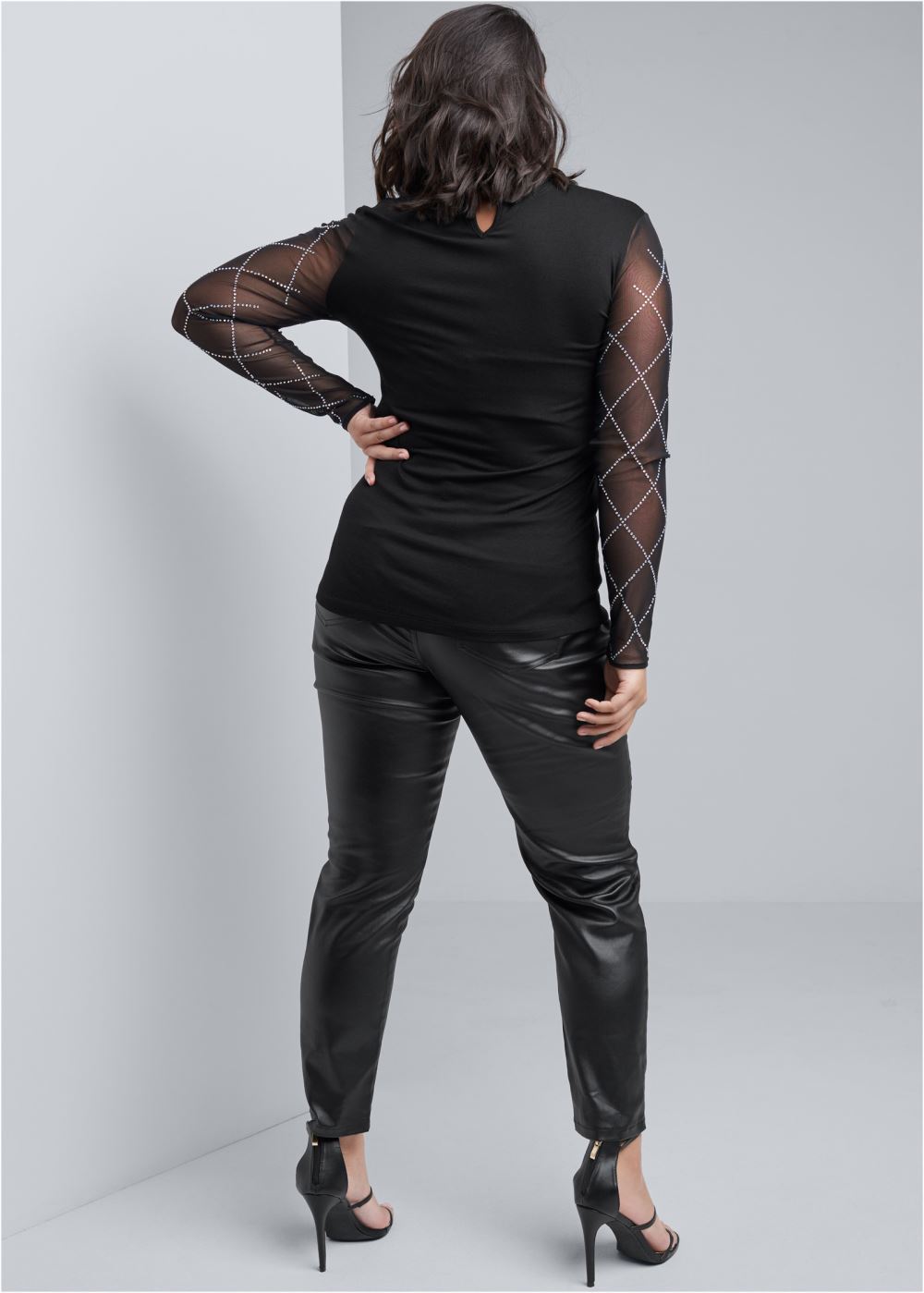 Venus Black 5-Pocket Faux-Leather Pants