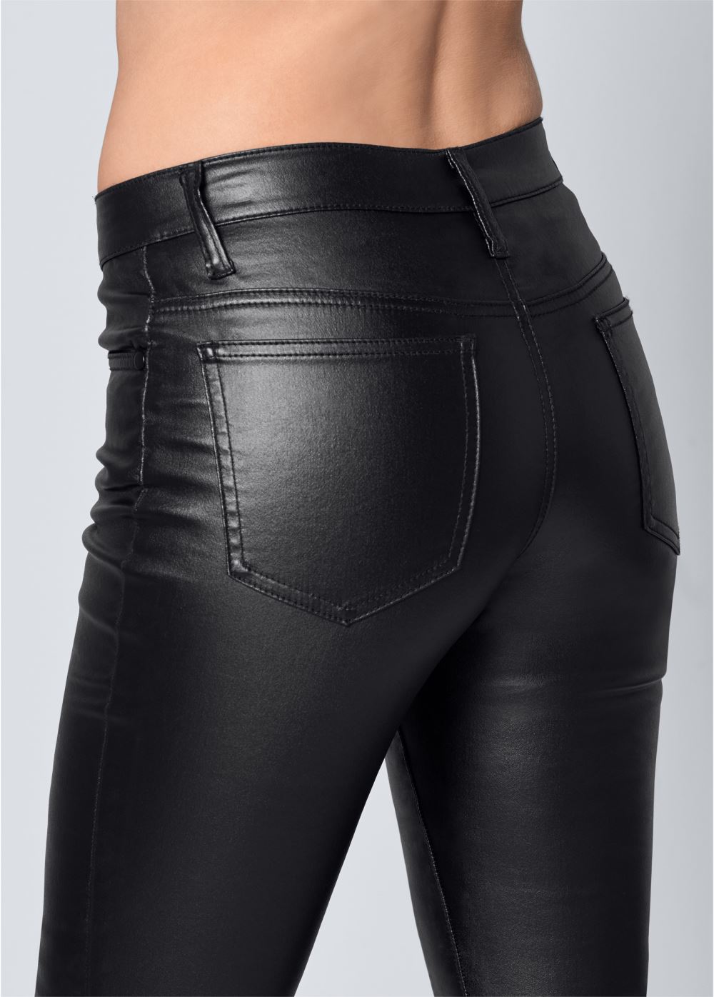 Venus Black 5-Pocket Faux-Leather Pants