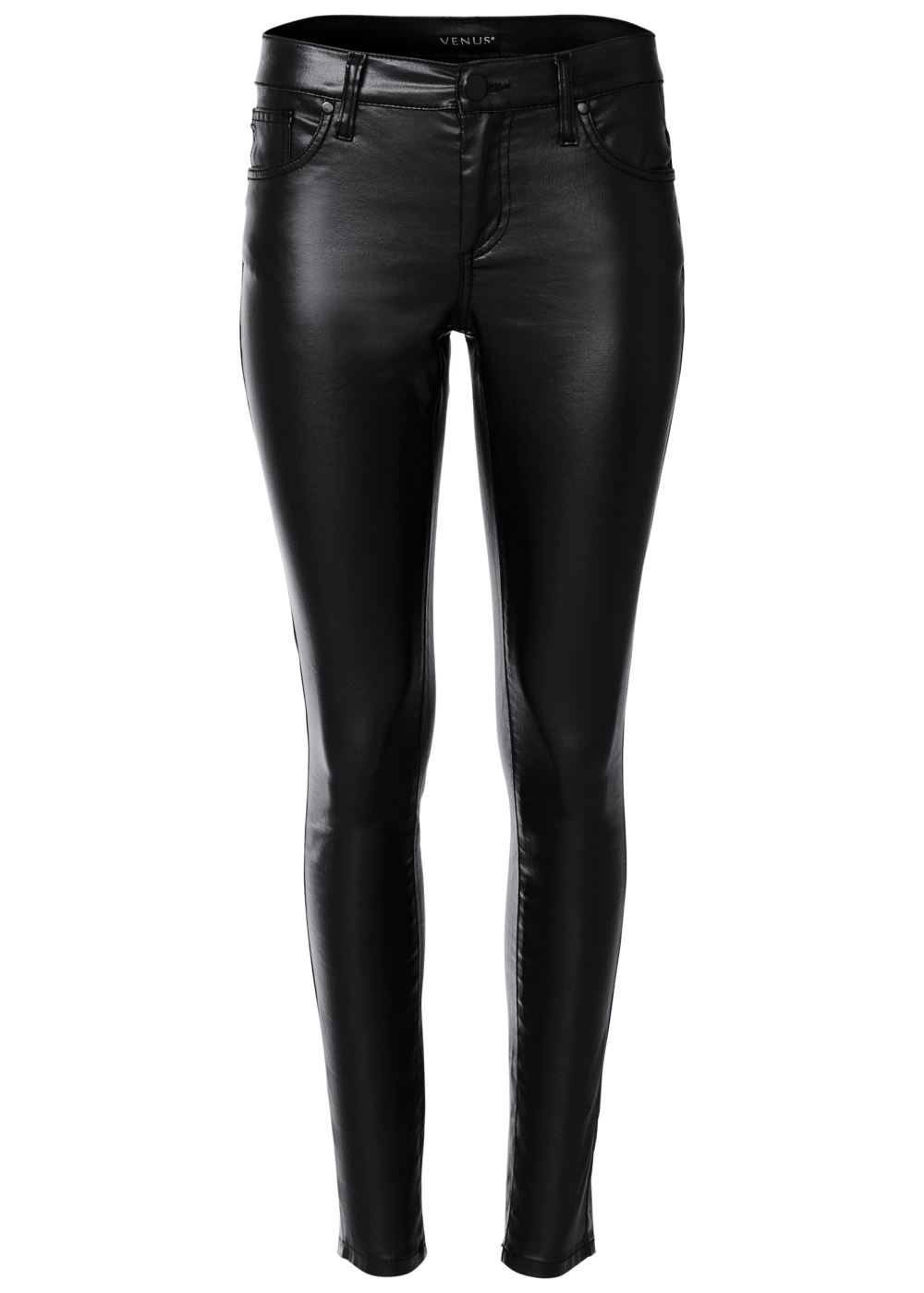 Venus Black 5-Pocket Faux-Leather Pants