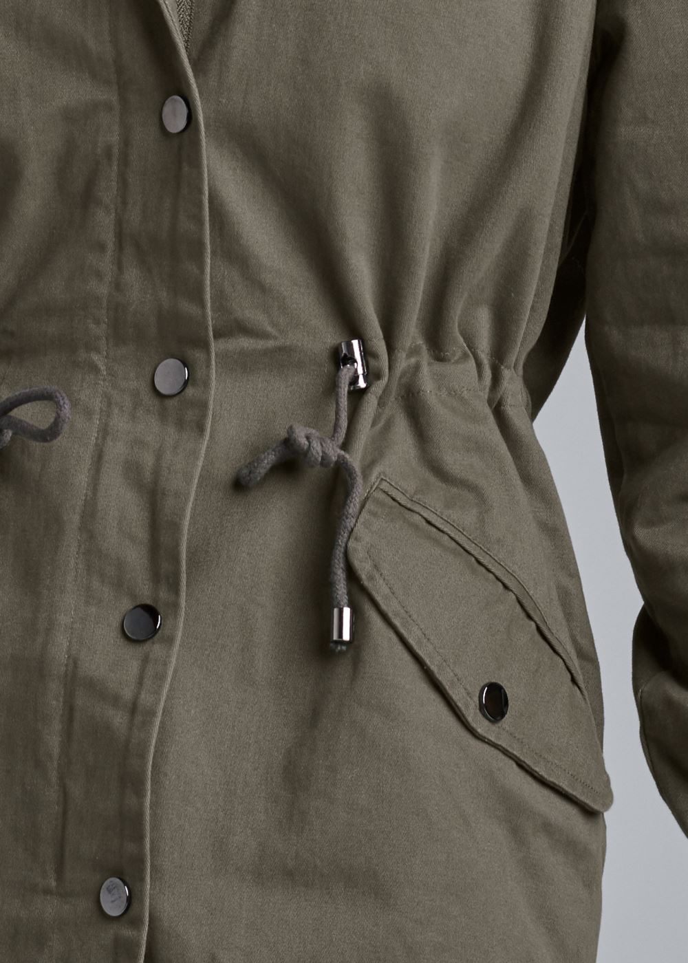 Venus Utility Coat With Faux Fur in Olive