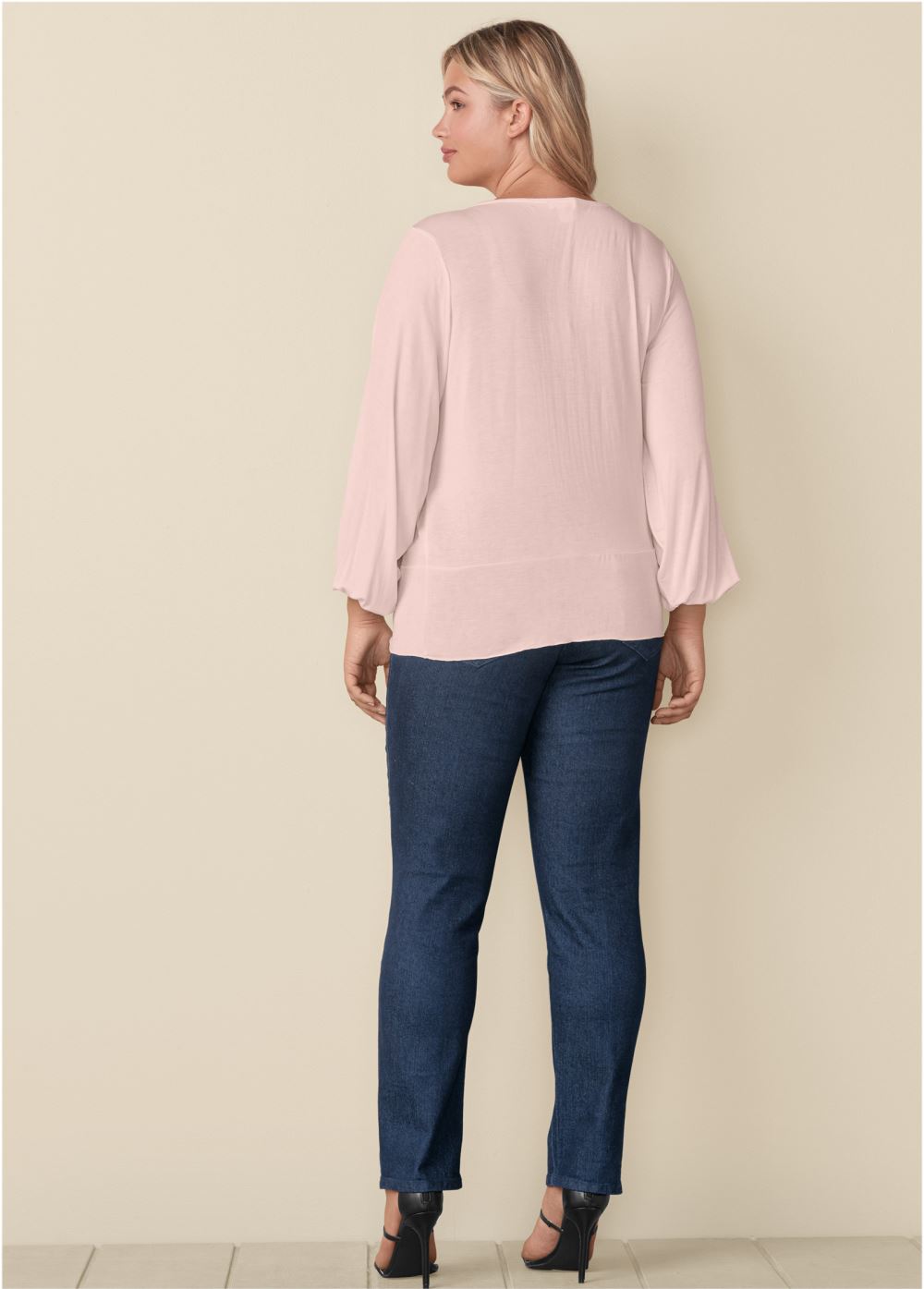 Venus Peach Tie-Front Button-Up Top