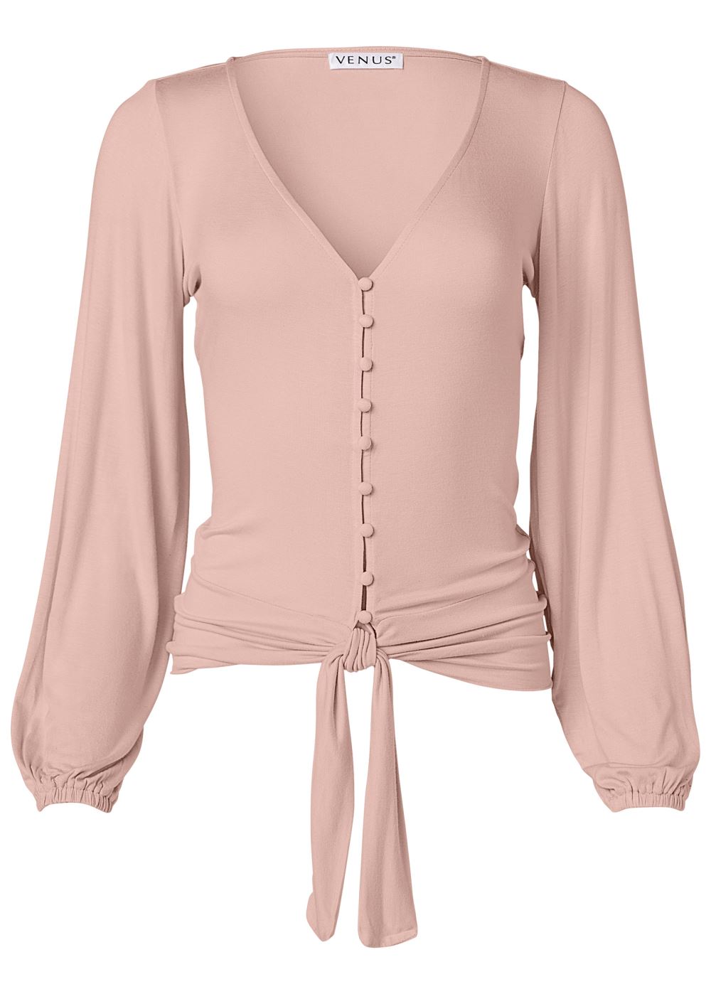 Venus Peach Tie-Front Button-Up Top
