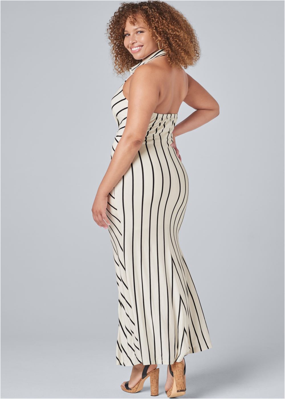 Venus Cream & Black KNOT DETAIL MAXI DRESS