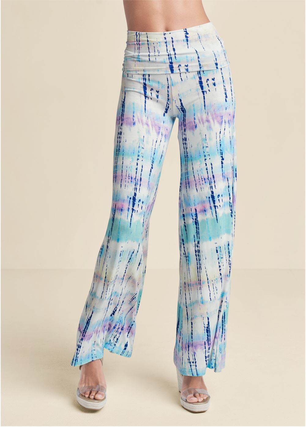 Venus White Multi TIE DYE FOLD OVER PANTS